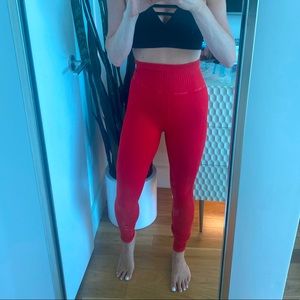 Free people high waisted workout leggings. Red. XS/S.